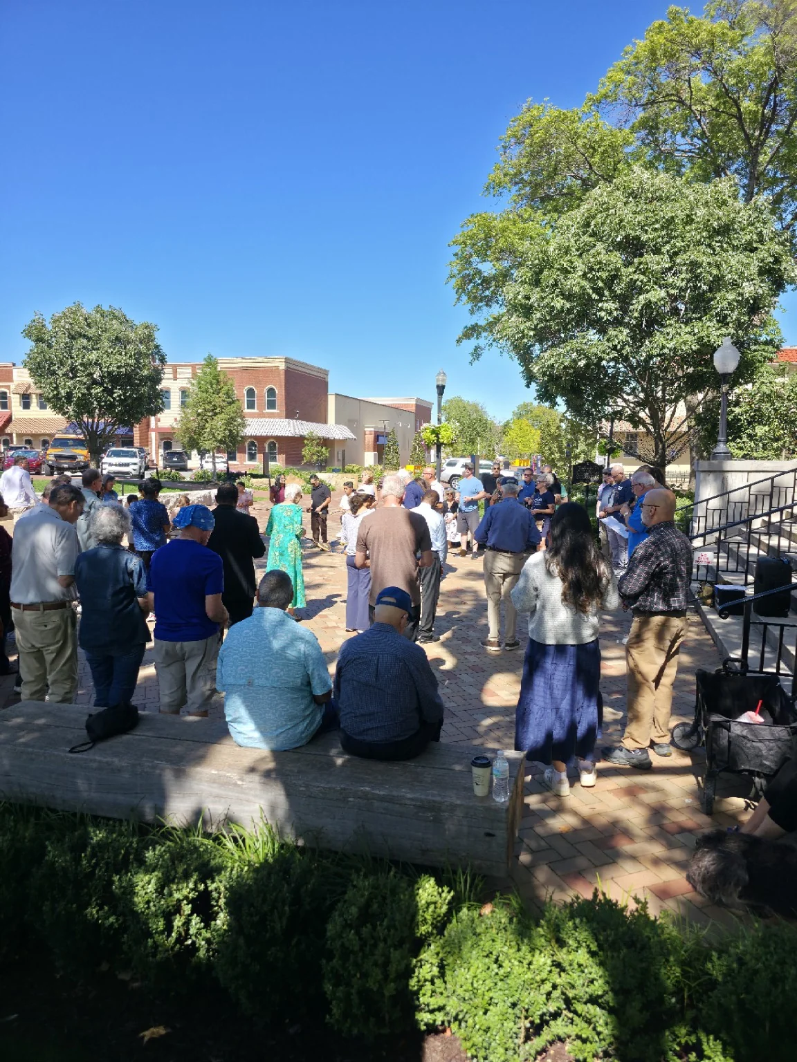 Families and individuals gathered for public prayer on Bentonville Square